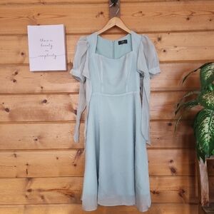 Dolce Viva Collection Organza Puff Sleeve Empire Sheer Blue‎ Party Dress Size S